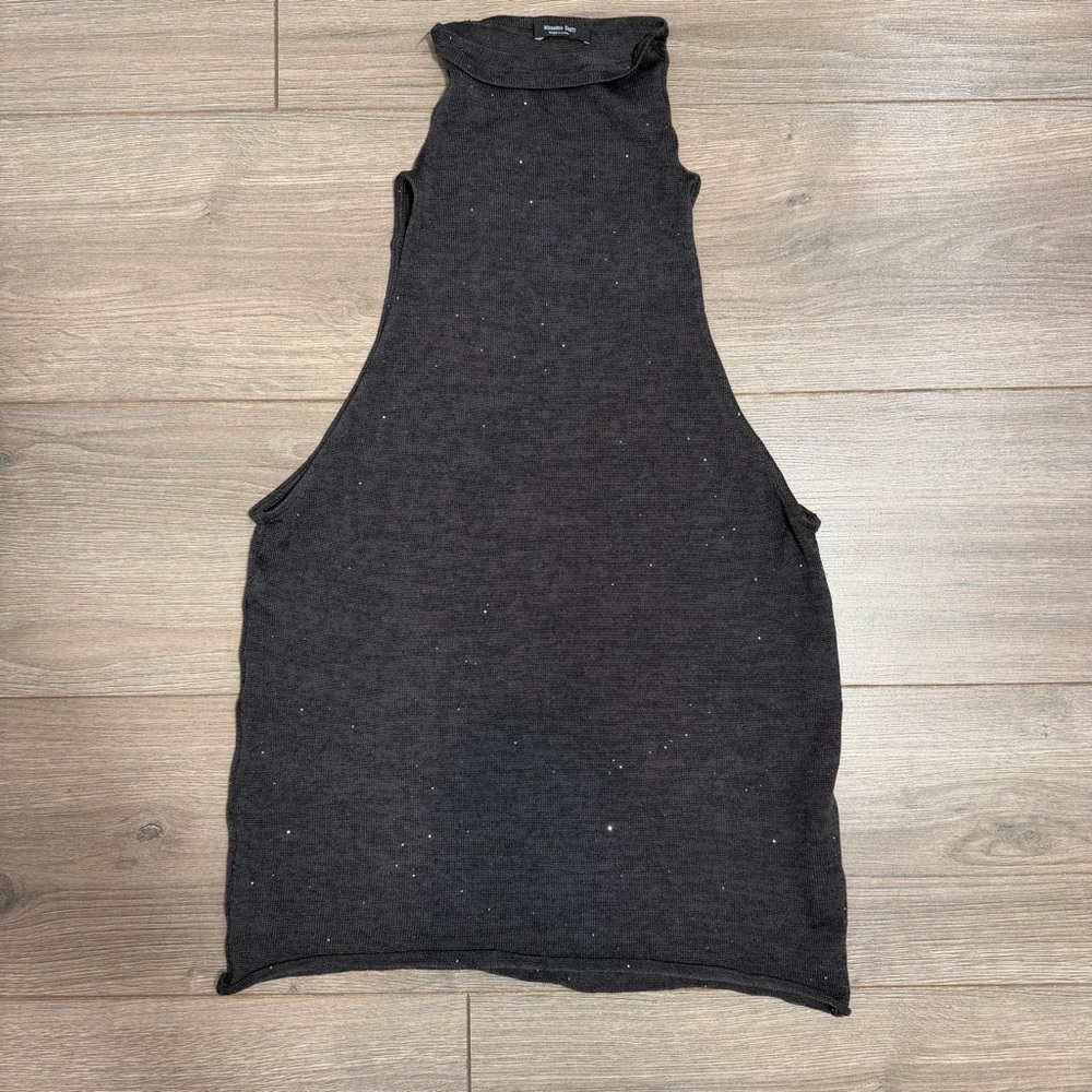 Massimo Dutti Elegant Black Sleeveless turtle neck Top
